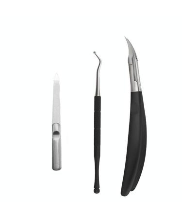 Fingernail Clippers Nail Clippers Scissors Set 3pcs Pedicure Olecranon Pliers Dead Skin Nail Pedicure Care Tools Manicure Grooming Kits Nail Clipper for Men (Color : Black)