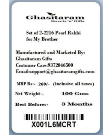 Ghasitaram Gifts Rakhi for Brother Rakhis Online -Set of 2-2216 Pearl Rakhi for My Brother - Buy Online on GoSupps.com