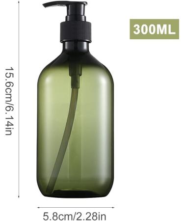 Misazy 300ml Refillable Green Shampoo & Soap Dispenser Bottles | Eco-Friendly Plastic Lotion Pump for Liquid Soap & Shower Gel - Buy Online on GoSupps.com