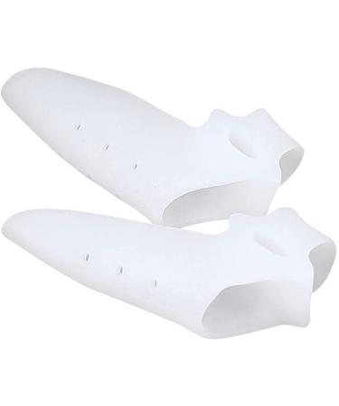 Wlype 2 pieces silicone gel footfinger two-hole toe spreader thumb valgus protection bale adjuster hallux-valgus protection relief of pain foot care (white s l) White s l