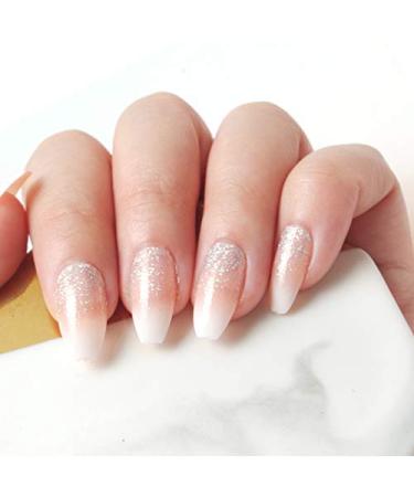 Laza 120pcs Ombre French Fake Nails Set | Glitter Gradient Medium Acrylic Nail Kits for Daily Use - Ballet Coffee Full Cover - Buy Online on GoSupps.com