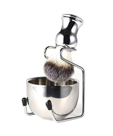 Aflytep Shaving Set Soap Dish + Shaving Brush + Stand Holder Stainless Steel + Nylon Brush Kit Shaving Brush Kit for Pure Hair