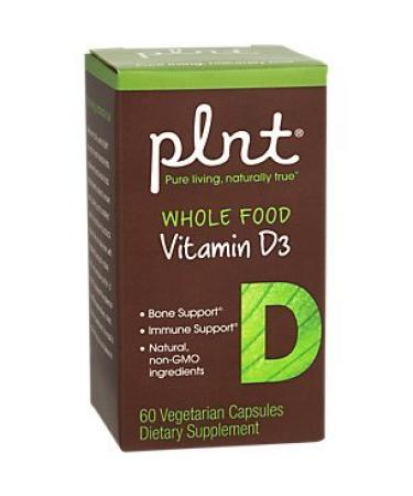 plnt Whole Food Vitamin D3 2 000IU - Bone & Immune Support Natural Non-GMO Ingredients Vegan (60 Veggie Capsules)