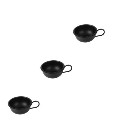 Minkissy 3st shaving shell with handle shaving bowl for beard hair removal bowl Shaving foam shell Snogi cup shell shaving shell made of metal shave shaving hairy hair 9.2*9.2cmx3pcs blackx3st