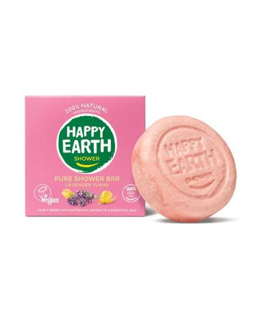 Happy Earth Barre de Douche - Pour Hommes et Femmes - Savon Douche Solide - 100% Ingr dients Naturels & V gan - Lavande Ylang - 90 gr