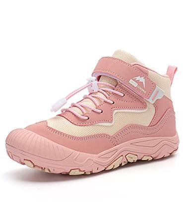 HadCamxs Kids Water Resistant Hiking Boots Boys Girls Athletic Outdoor Shoes Anti Collision Non-Slip Ankle Walking Sneaker Pink 2 Little Kid