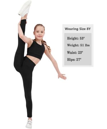 Girl's Black Athletic Leggings with Pockets - Compression Dance Tights for Yoga - Size 12 Years - Buy Online on GoSupps.com