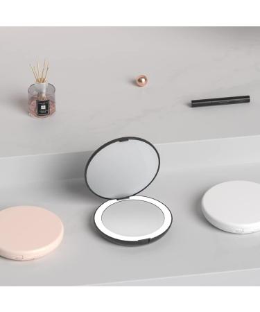5 Inch Compact Travel Makeup Mirror with LED Lights - Double Sided 1X/5X Magnifying Mirror - Portable Daylight Illumination - Black - Buy Online on GoSupps.com