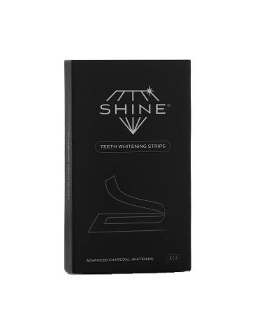 Shine Teeth Whitening Strips with Activated Carbon Without Peroxide 28 Strips Non-Toxic 28 Pcs 14 DaysTreatment ( Each with 1 Upper / 1 Lower ) (Activated Carbon) Mint