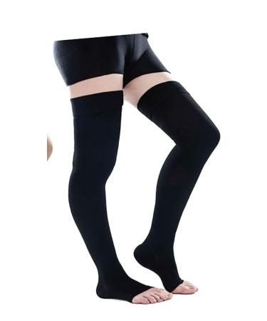 GPAR premium medical compression stockings of open toe class 2 23-32 mmHg for varicose veins edema leg pain swollen feet spider veer - Unisex s black