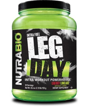 NutraBio Leg Day Intra Carb Supplement Advanced Carbohydrate Complex Amino Acid EAA/BCAA Formula Electrolyte Blend for Recovery and Performance Cherry Lime 20 Servings