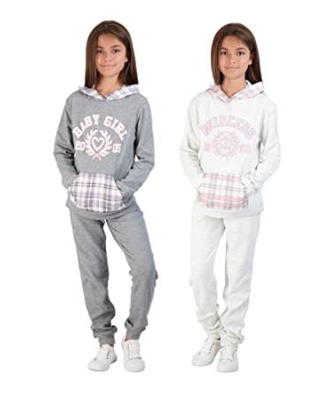 Star Ride Sweet Butterfly Girls 4-Piece Fleece Active Hoodie and Athletic Jogger Sweatpants and Sweatshirt Kids Clothing Set Oatmeal-heather 14-16