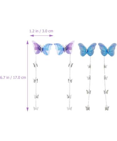 10 Pairs Tassel Butterflies Hair Clip Blue Pink Butterflies Hairpin Double Layer Fabric Butterfly Clips Flower Fairy Crown Flower Fairy Accessories for Beautiful Girls - Buy Online on GoSupps.com