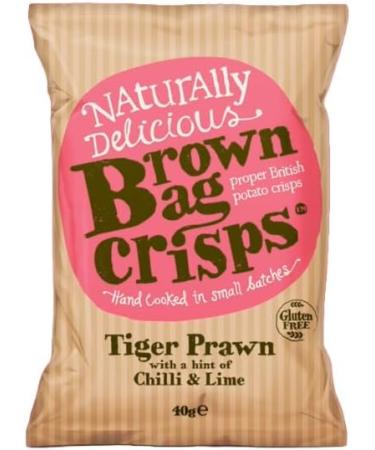 Brown Bag Oak Smoked Chilli Crisps and Tiger Prawn Chilli & Lime Crisps (2 Boxes) - Buy Online on GoSupps.com