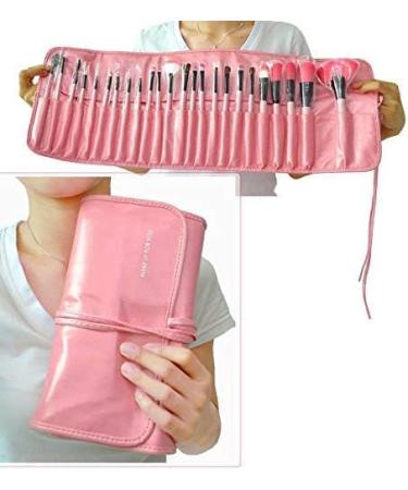 Professional Makeup Brush Set - 24 Piece Cosmetic Brushes Kit with Pink Folding PU Leather Bag for Flawless Application - Buy Online on GoSupps.com