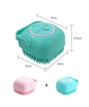 Soft Silicone Dog Bath Brush Scrubber Set for Short & Long Haired Pets - Blue+Pink - Buy Online on GoSupps.com