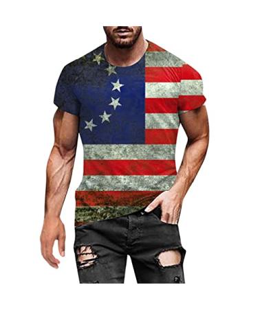 Mens T-Shirts Hip Hop Shirts for Men Hipster Shirts for Men Men's Stars and Stripes T-Shirt Loose Fit A1-navy XX-Large