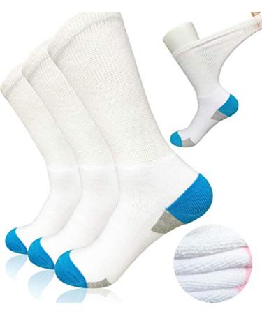 SYOLLAVE Diabetic Socks Non-Binding Crew Wide Top for Neuropathy Edema Swollen Thick Ankle Bariatric Lymphedema Slipper Sox Medium
