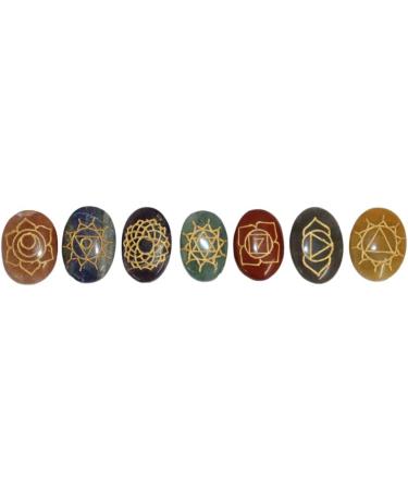Third Eye Crystals Rune Stones Set | Engraved Rune Alphabet & 7 Chakra Symbols | Natural Palm Crystals & Reiki Gifts - Buy Online on GoSupps.com