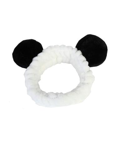 Teensery 2 Pcs Women's Panda Headband Lovely Soft Elastic Makeup Hair Band Beauty Tool for Shower  Face Washing  Facial Mask  Spa  Party and More