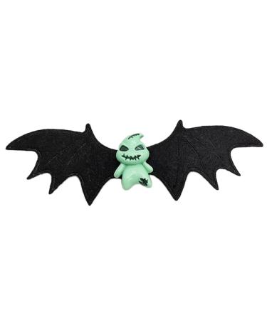 PLCPDM Halloween Party Bat Wing Hairpin for Women Child Punk Charm Hair Clip Aesthetics Hair Accessories Green ghost hairpin