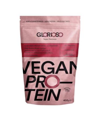 Vegan protein powder strawberry flavor 100 400 g ideal for diets for increasing or maintaining muscle mass lactose and gluten free Glorioso Super Nutrients