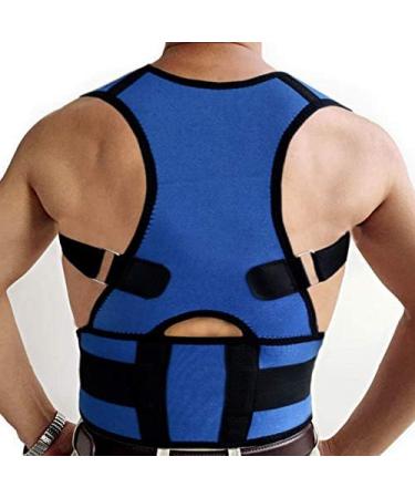 Posture Corrector Deluxe with Adjustable Magnetic Straps in Medium Blue Neoprene - Four Colour Options - Buy Online on GoSupps.com