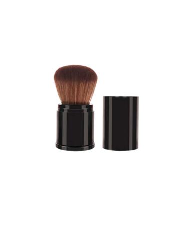Retractable Powder Brush Round Loose Powder Makeup Brush with Powder Brush for Women Ladies (Black)
