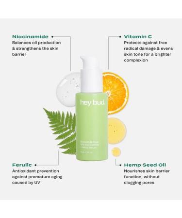 Hey Bud Skincare Smooth it Over Serum - 10% Niacinamide & Hemp for Oily Skin & Texture Improvement | Vegan & Cruelty-Free - Buy Online on GoSupps.com