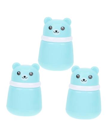 Bo te de 3 Houppettes pour B b d'Ours Bleu R cipient Portable Couvercle Herm tique Anti-Fuite Accessoire Doux pour Peau D licate Voyage et Soin Corporel