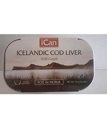 Icelandic Cod Liver Wild Caught (Foie de Morue) 4oz. (PACK OF 12 CANS)