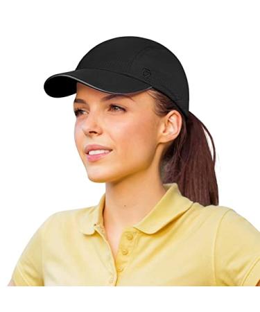 GADIEMKENSD Women's Race Day Running Cap Performance Mesh Hat - Excellent Ventilation, Lightweight, Reflective Safety Black