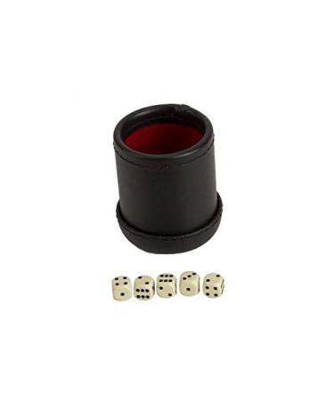 4" Deluxe Dice Cup with 5 Standard Dice, Black/Cream Color