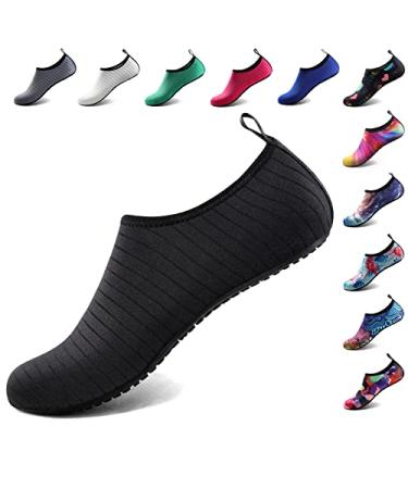 Water Shoes for Women Men Quick-Dry Aqua Socks Swim Beach Barefoot Yoga Exercise Wear Sport Accessories Pool Camping Must Haves Adult Youth Size 8.5-9.5 Women/7.5-8.5 Men Black-w001
