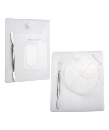 Minkissy make-up pallets 2 sets palette handmade rings make-up base mixing tablet for manicure color make-up color mixing plates make-up coloring panel acryl foundation white nail ring