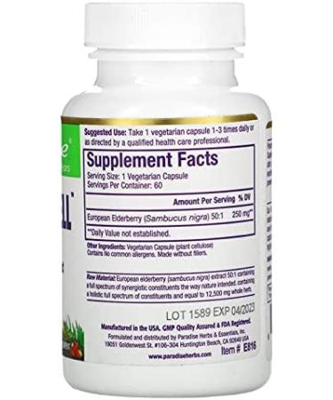 Paradise Herbs Sambuca-Well | 60 Vegetarian Capsules for Wellness - Buy Online on GoSupps.com