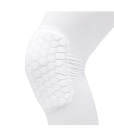 Unisex Knee Brace - Lengthened Anti-Collision Compression Sleeve for Basketball Football Tennis Running | Microfiber Fabric with Hex Cushion | M Size (160-175CM Height) - White - Buy Online on GoSupps.com