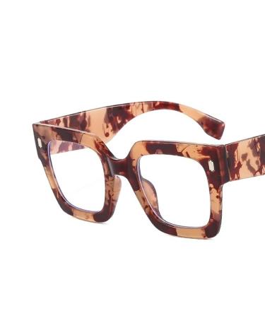 Blue Light Blocking Personality Anti UV Reading Glasses Square Computer Readers Oversized Flat Light Mirror Eyewear +0.00 Pink