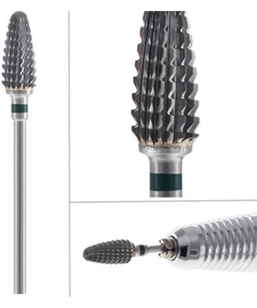 Obahdirry Conical Hard Electric Nail File Drill Bit Coarse and Hard Nail Tungsten Steel Polishing Head Multi-Tooth Green silver & green - Buy Online on GoSupps.com