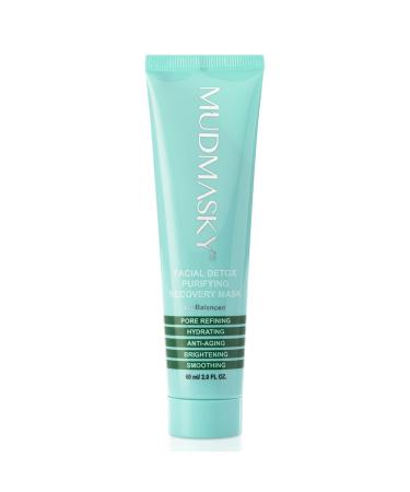 MUDMASKY Facial Detox Purifying Recovery Mud Mask 60ml / 2.0 FL. OZ. - FULL SIZE - Reduces pores in under 12 minutes! Reduces Acne and pimples within 20 days. OVER 200 000+ reviews on IPSY!