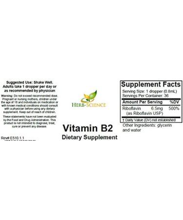 Herb-Science Vitamin B2 Liquid Extract - Headache Relief & Natural Energy Support - Hair, Skin, Nail Health - Non-Alcoholic - 1 Fl. Oz - Buy Online on GoSupps.com