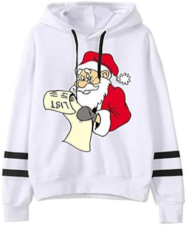 Bigfanshu Woman Code Fashion Casual Loose Long Sleeve Striped Print Sweatshirt Tops White - Buy Online on GoSupps.com