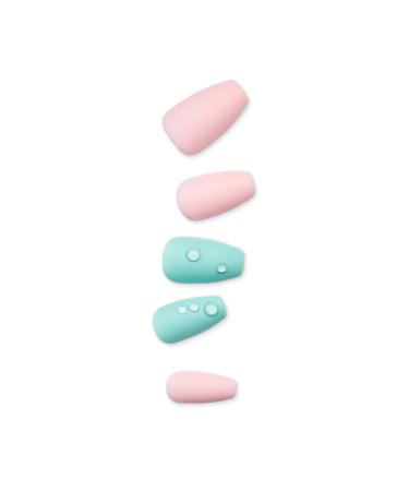 KISS IMPRESS Press-On Manicure Dew Drop - Medium Length Square Nails with PureFit Technology | 30 Artificial Nails & Accessories - Buy Online on GoSupps.com