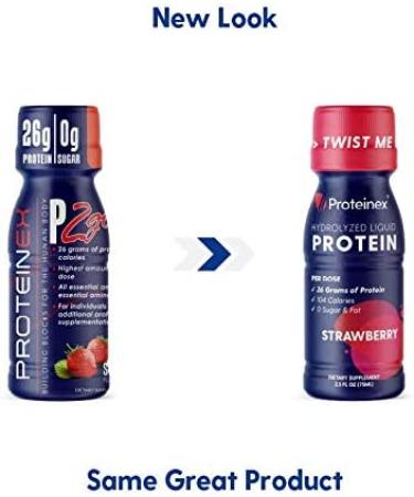 Proteinex 2Go Liquid Hydrolyzed Protein Supplement - 12-Pack Strawberry Flavored Sugar Free Drink for Bone, Muscle, and Joint Recovery - Buy Online on GoSupps.com