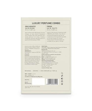 Luxury S.kai Aquatic EDC & Fresh EDT Unisex Perfume Combo with Bergamot Ylang Ylang Pink Pepper|Long Lasting Fragrance Scent|Pack of 2 20Ml Each - Buy Online on GoSupps.com