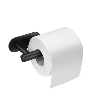 Simtive Adhesive Toilet Paper Holder, No Drilling Stainless Steel Toilet Roll Holder, Stick on Wall for Bathroom and RV, Matte Black