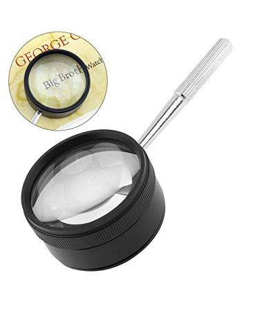Magnifying Black Zinc Alloy 35x50mm 35X Optical Glass Loupe Magnifier Lens Detachable with Handle Compatible with Coins/Stamps/Jewelry Made in China