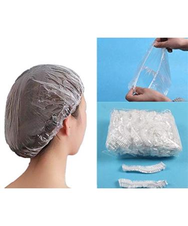 200 Pcs Disposable Shower Caps Plastic Waterproof Clear Large Shower Caps Shower Hair Caps Women Spa Home Use  Hotel and Hair Salon  Portable Travel