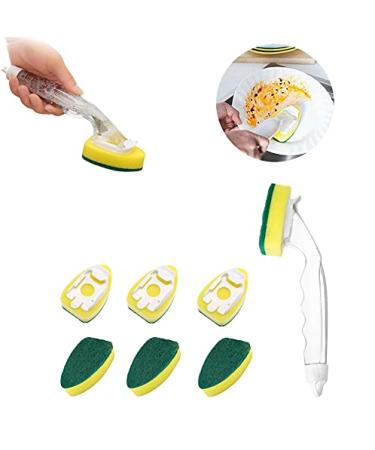 Dish Wand Refills Sponge 1 Dish Wands and 7 Refill Replacement Heads Perfect for Kitchen Dishwashing and Sink Cleaning Non-Scratch and Replaceable (Green)