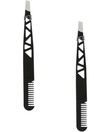 Healeeved Eyebrow Tweezers Set - 6 Dual Use Makeup Tools & Accessories for Perfect Brows | 3 Black Tweezers 10x1cm - Buy Online on GoSupps.com